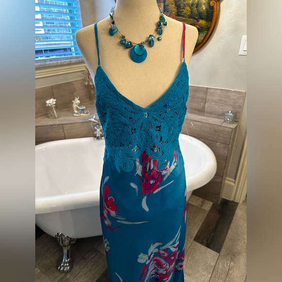 NWT Free People Gorgeous Floral Silky Slip Dress W/Embroidered Cutouts S - Picture 15 of 17